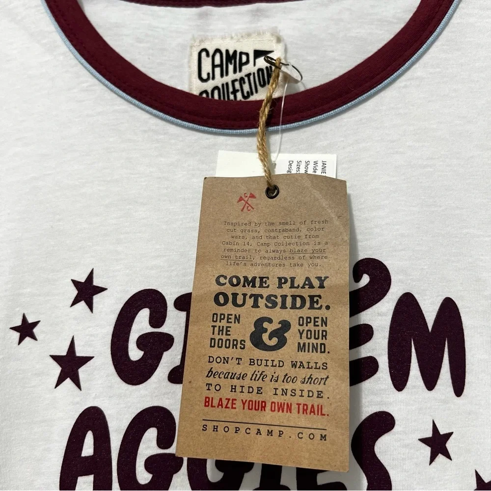Camp Collection NWT Texas A&M Women's Gig Em Aggies Raglan Tee Size M - Picture 10 of 10